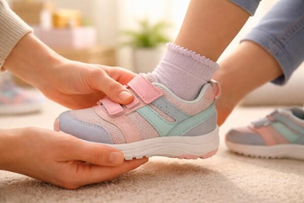 Gyerekcipő kiválasztás ortopédiai szempontból, figyeljük a lábfejlődést és támogatást a helyes lépésekhez.